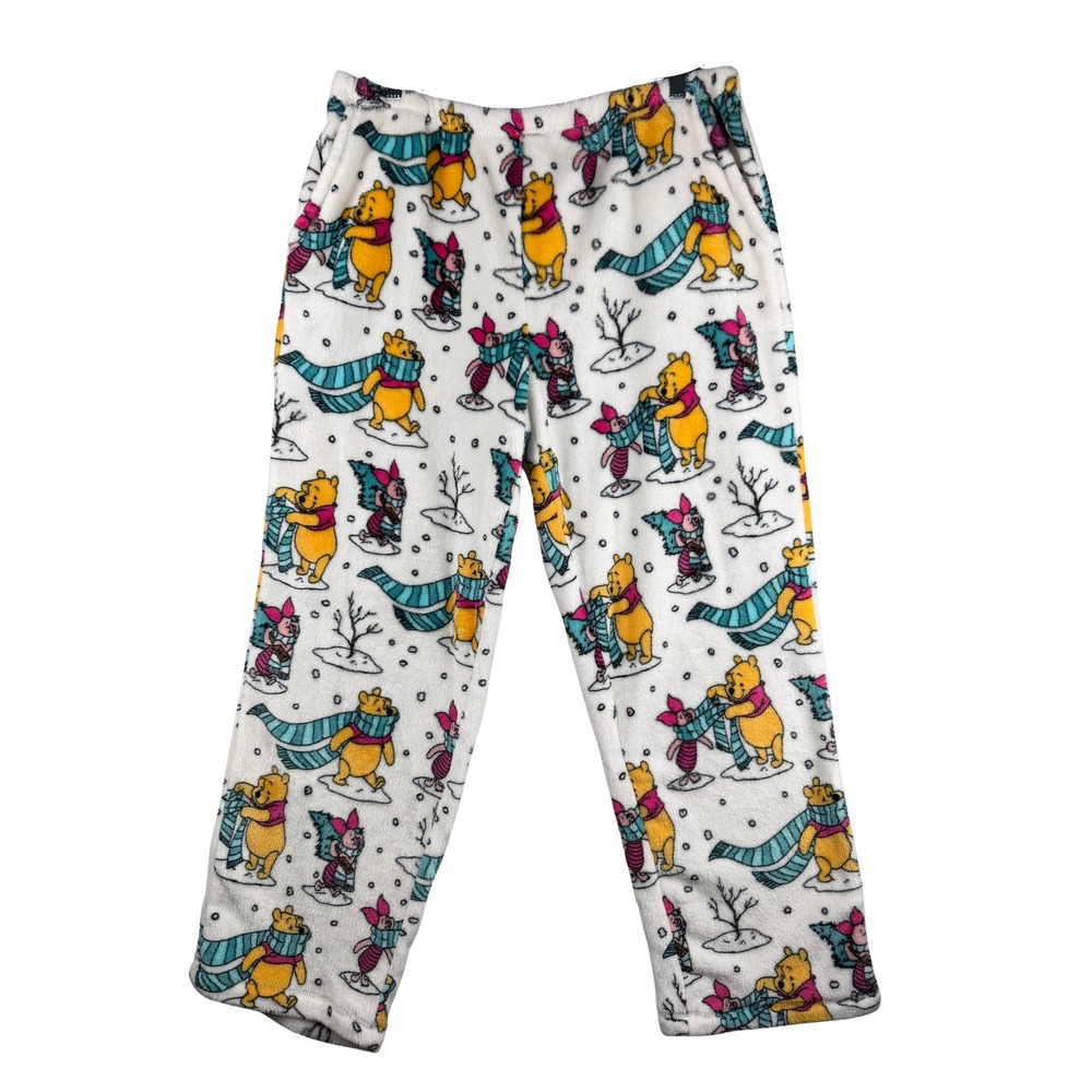 Disney Winnie The Pooh Fleece Pajama Pants White Winter Scarf Large